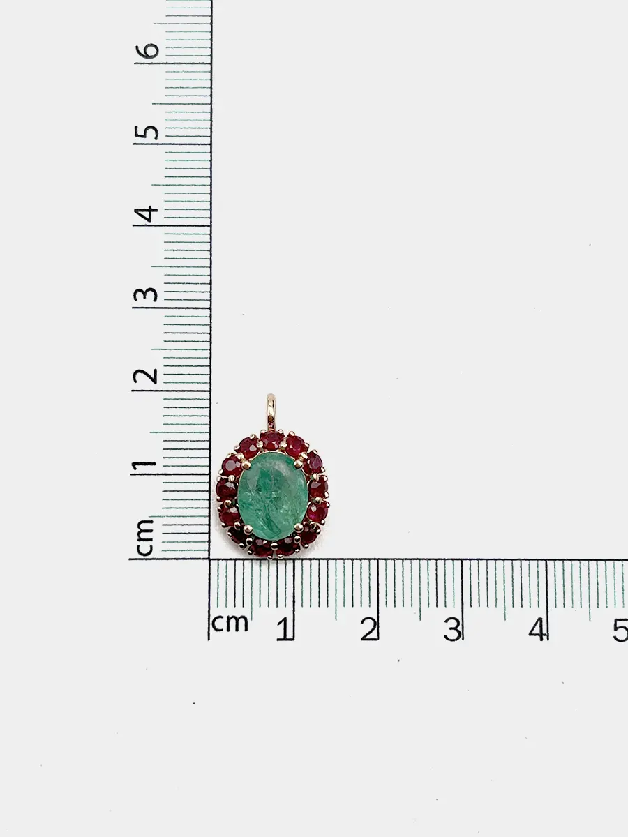 Купить Подвеска из золота с изумрудом природным и рубинами - Подвеска, Золото - 585 в интернет-магазине кристалл мечты в Москве