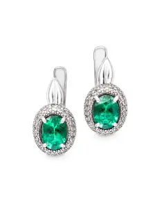 Купить Серьги из золота с изумрудами природными и бриллиантами - Серьги, Золото - 585 в интернет-магазине кристалл мечты в Москве