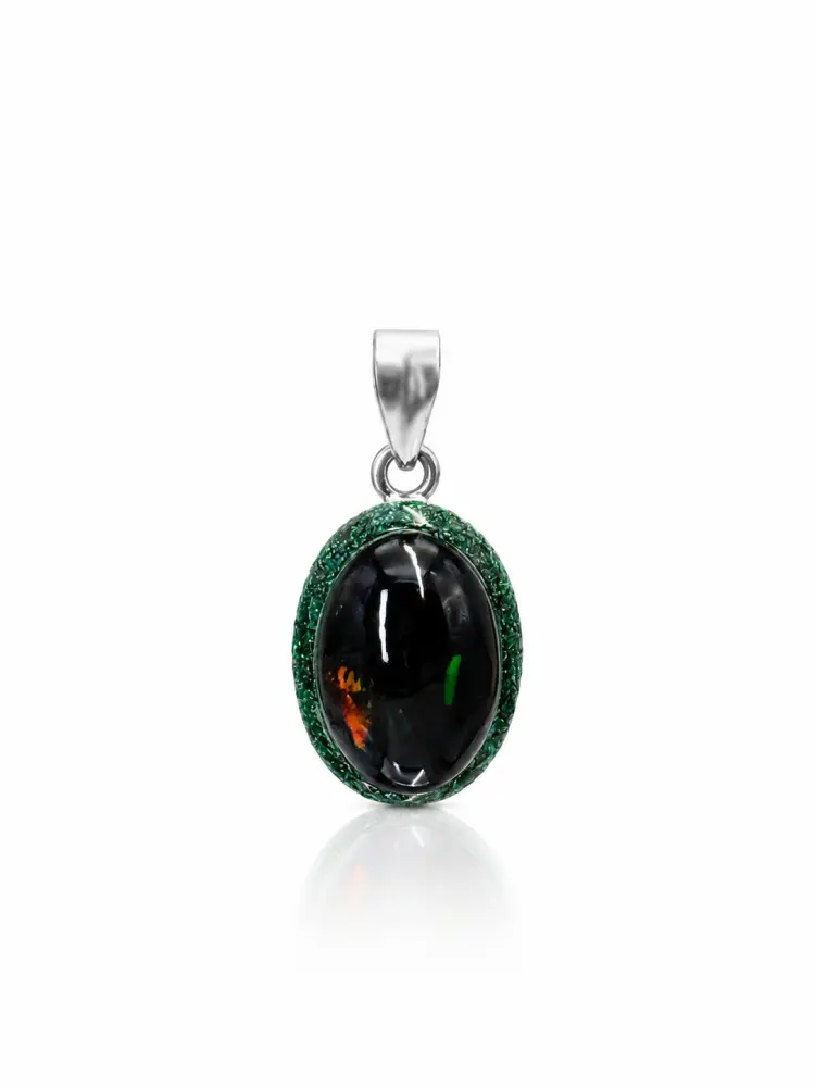 Купить Подвеска с опалом и эмалью, серебро 925, покрытие родий - Подвеска, Серебро - 925 в интернет-магазине кристалл мечты в Москве