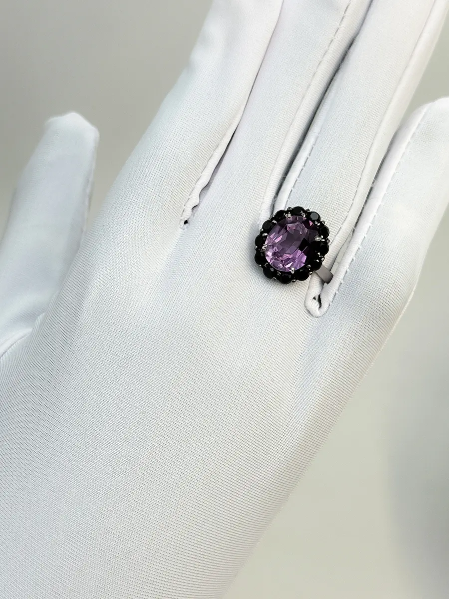 Купить Кольцо из серебра с александритом выращенным и шпинелями - Кольцо, Серебро - 925 в интернет-магазине кристалл мечты в Москве