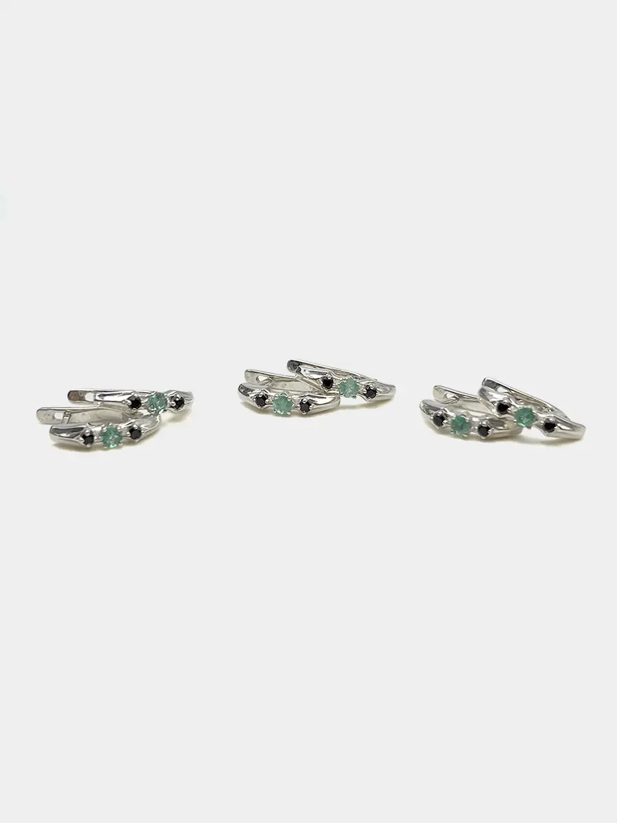 Купить Серьги из серебра с изумрудами природными и шпинелями природными - Серьги, Серебро - 925 в интернет-магазине кристалл мечты в Москве