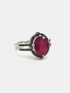 Купить Кольцо из серебра с рубином и шпинелями природными - Кольцо, Серебро - 925 в интернет-магазине кристалл мечты в Москве