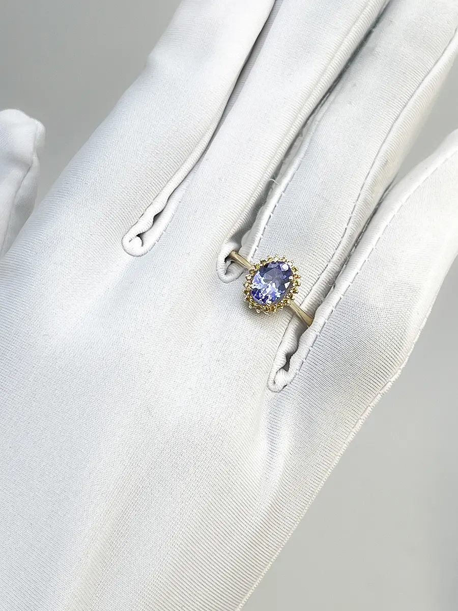 Купить Кольцо из золота с танзанитом и бриллиантами - Кольцо, Золото - 375 в интернет-магазине кристалл мечты в Москве