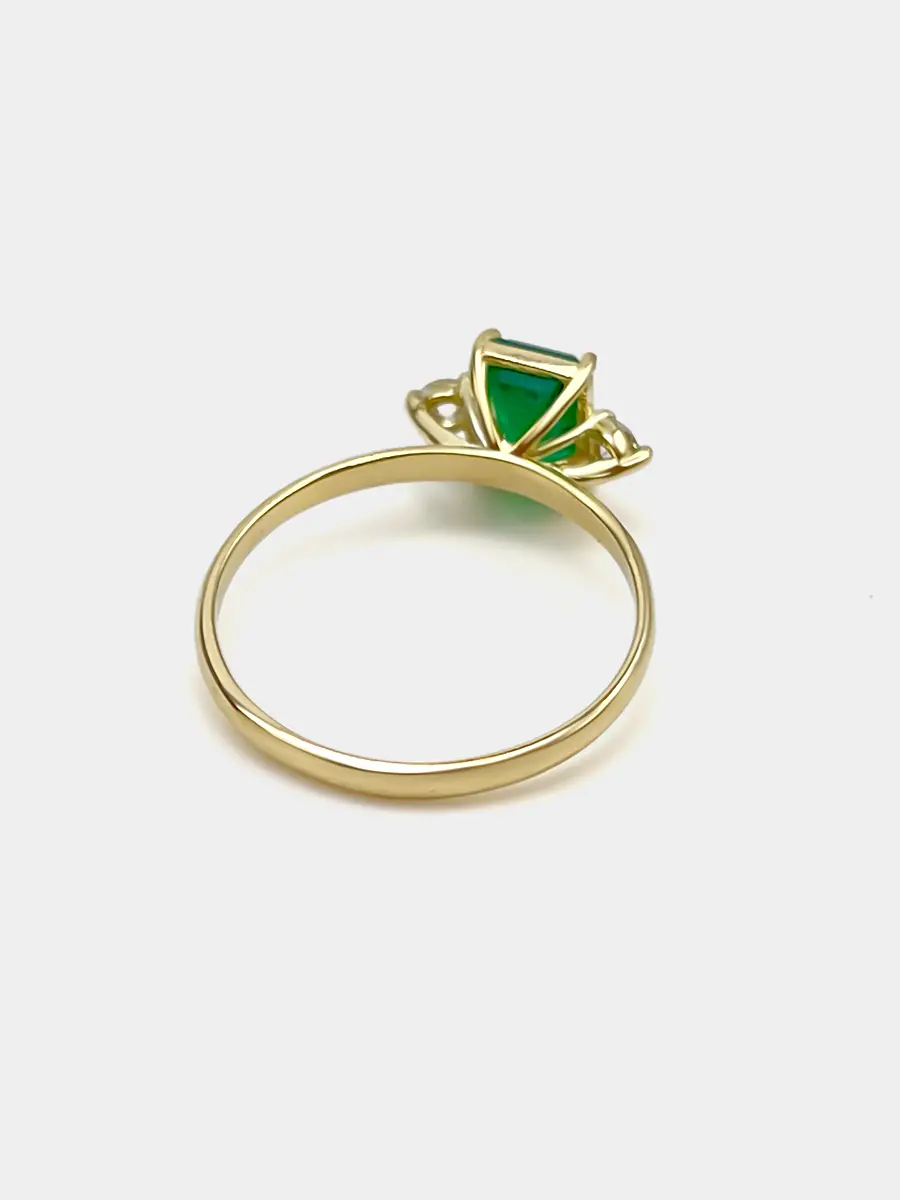 Купить Кольцо из золота с изумрудом природным и бриллиантами, сертифицировано МГУ - Кольцо, Золото - 750 в интернет-магазине кристалл мечты в Москве