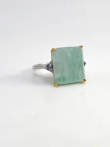 Купить Кольцо из серебра с аквамарином и танзанитами - Кольцо, Серебро - 925 в интернет-магазине кристалл мечты в Москве
