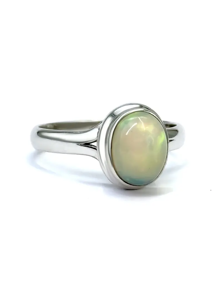 Купить Кольцо с опалом, серебро 925, покрытие родий - Кольцо, Серебро - 925 в интернет-магазине кристалл мечты в Москве