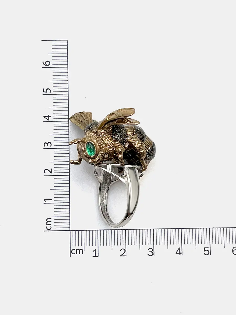Купить Кольцо из серебра и бронзы с изумрудом - Кольцо, Серебро - 925/1 000 в интернет-магазине кристалл мечты в Москве