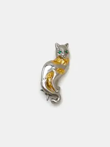 Купить Брошь "Кошка" из серебра с изумрудами - Брошь, Серебро - 925/1 000 в интернет-магазине кристалл мечты в Москве