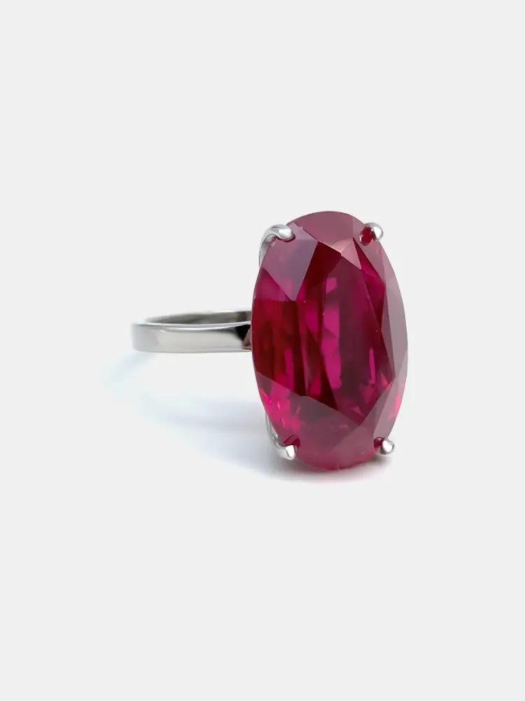 Купить Кольцо из белой бронзы с рубином искусственным. Покрытие платина - Кольцо, Ювелирная бронза - 1 000 в интернет-магазине кристалл мечты в Москве
