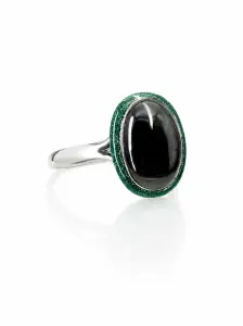 Купить Кольцо с опалом и эмалью, серебро 925, покрытие родий - Кольцо, Серебро - 925 в интернет-магазине кристалл мечты в Москве