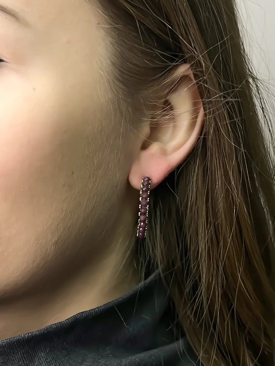 Купить Серьги-пусеты из золота с рубинами природными. Коллекция Дарьи Мороз - Серьги-пусеты, Золото - 585 в интернет-магазине кристалл мечты в Москве